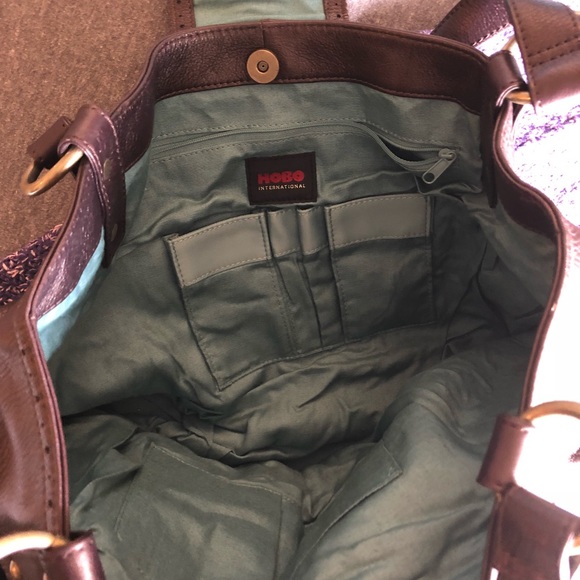 Large leather dark brown/plum HOBO bag - Picture 3 of 8